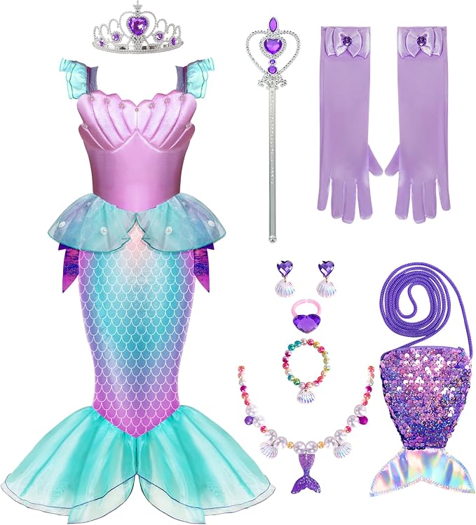JOYIN Little Mermaid Costume with Tail - Girls Halloween Princess Outfit - Image 8