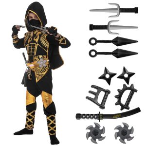 JOYIN Kids Golden Halloween Ninja Costume Set