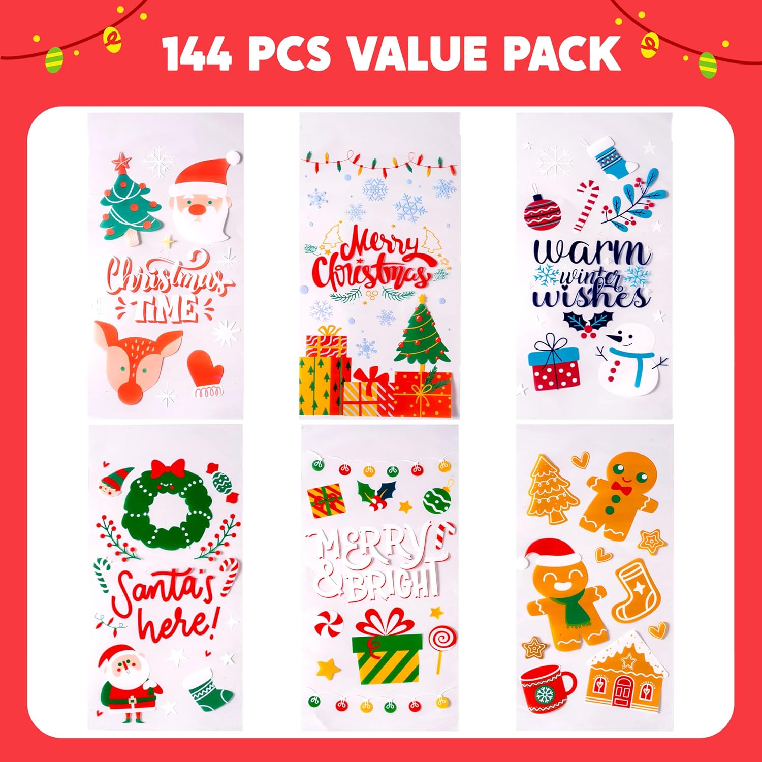 144 PCS Christmas Cellophane Candy Bags - Image 4