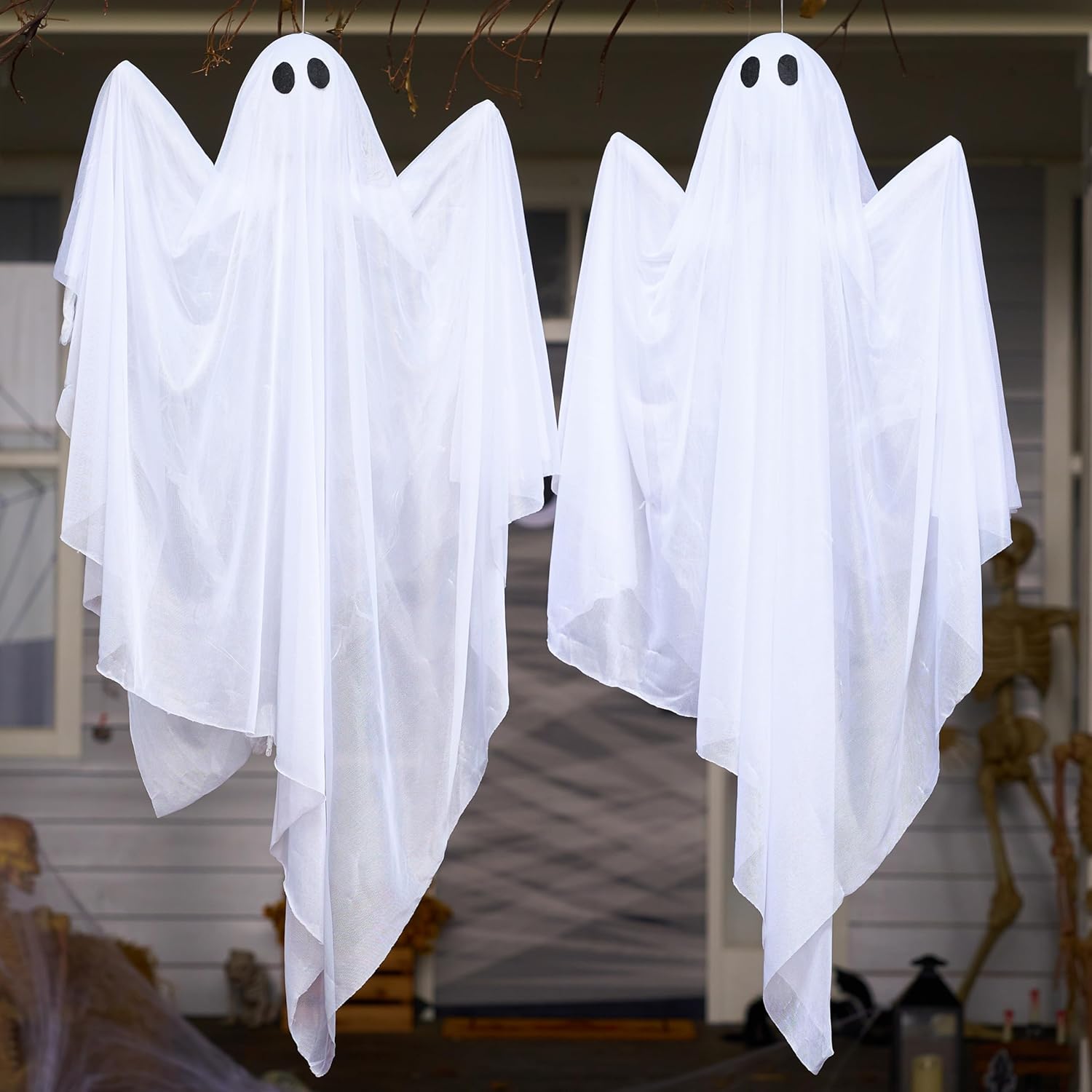 35.5” Halloween Hanging Light up Ghost with Purple LED Light - Image 3