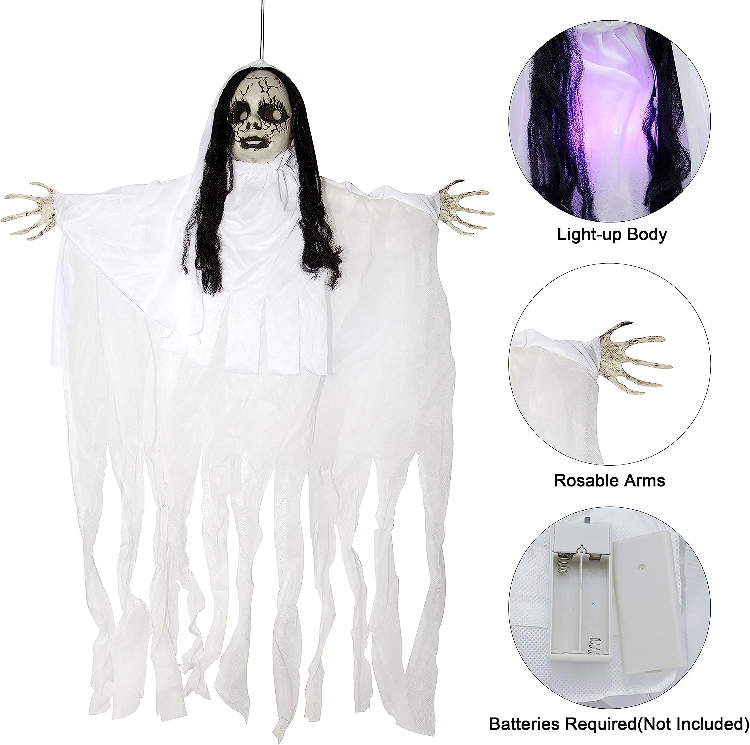 43in Ghost Girl with Light-up Head - Image 5
