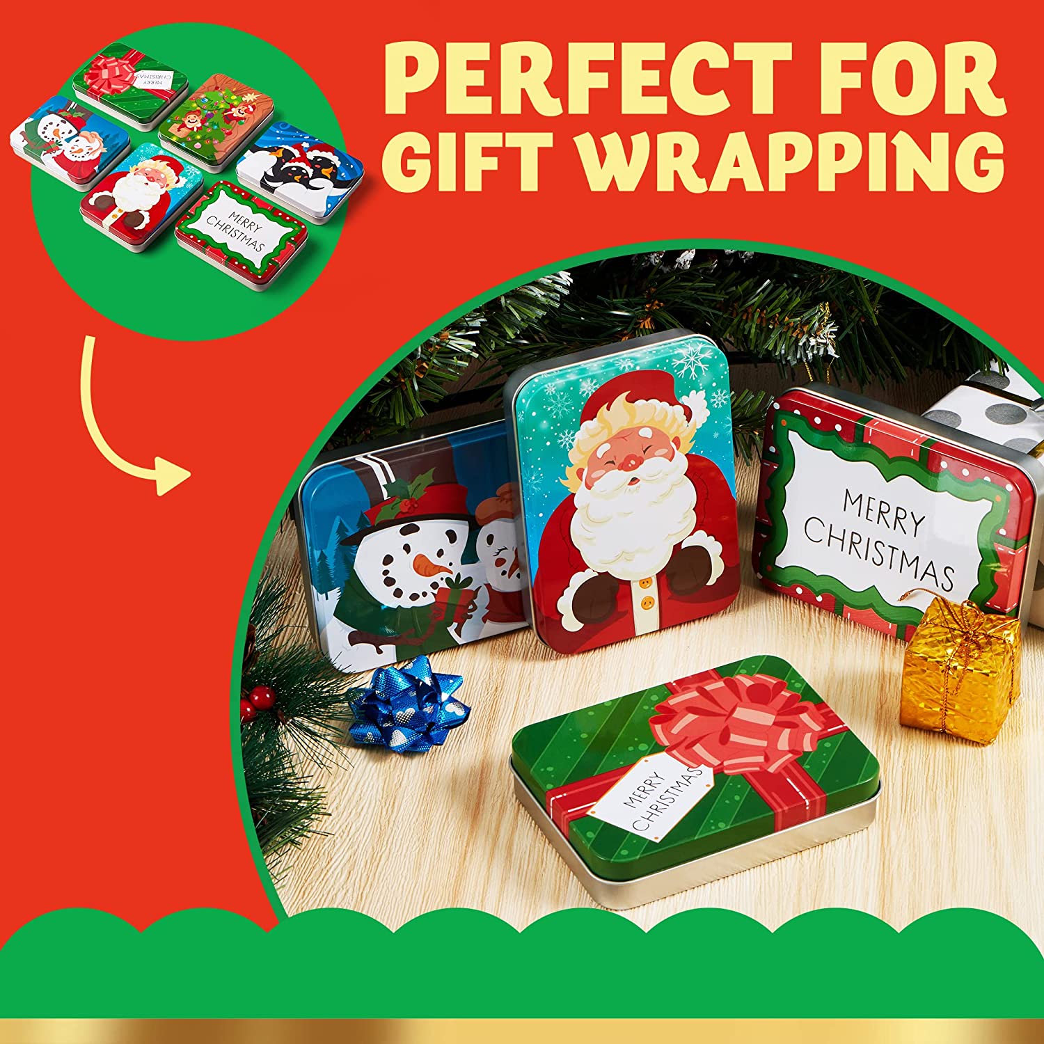6 Christmas Gift Card Tin Holders - Image 6