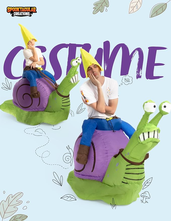JOYIN Inflatable Gnome Snail Costume - Ride-On Blow Up Halloween Suit - Image 2