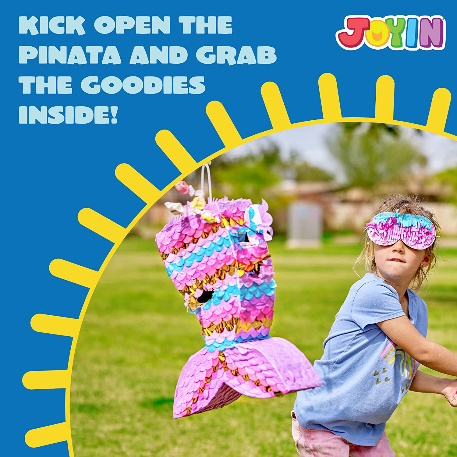 Mermaid Pinata with Plastic Bat and Paper Blindfold - Image 5