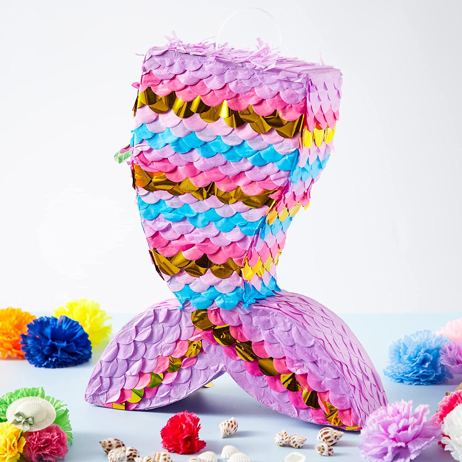 Mermaid Pinata with Plastic Bat and Paper Blindfold - Image 7