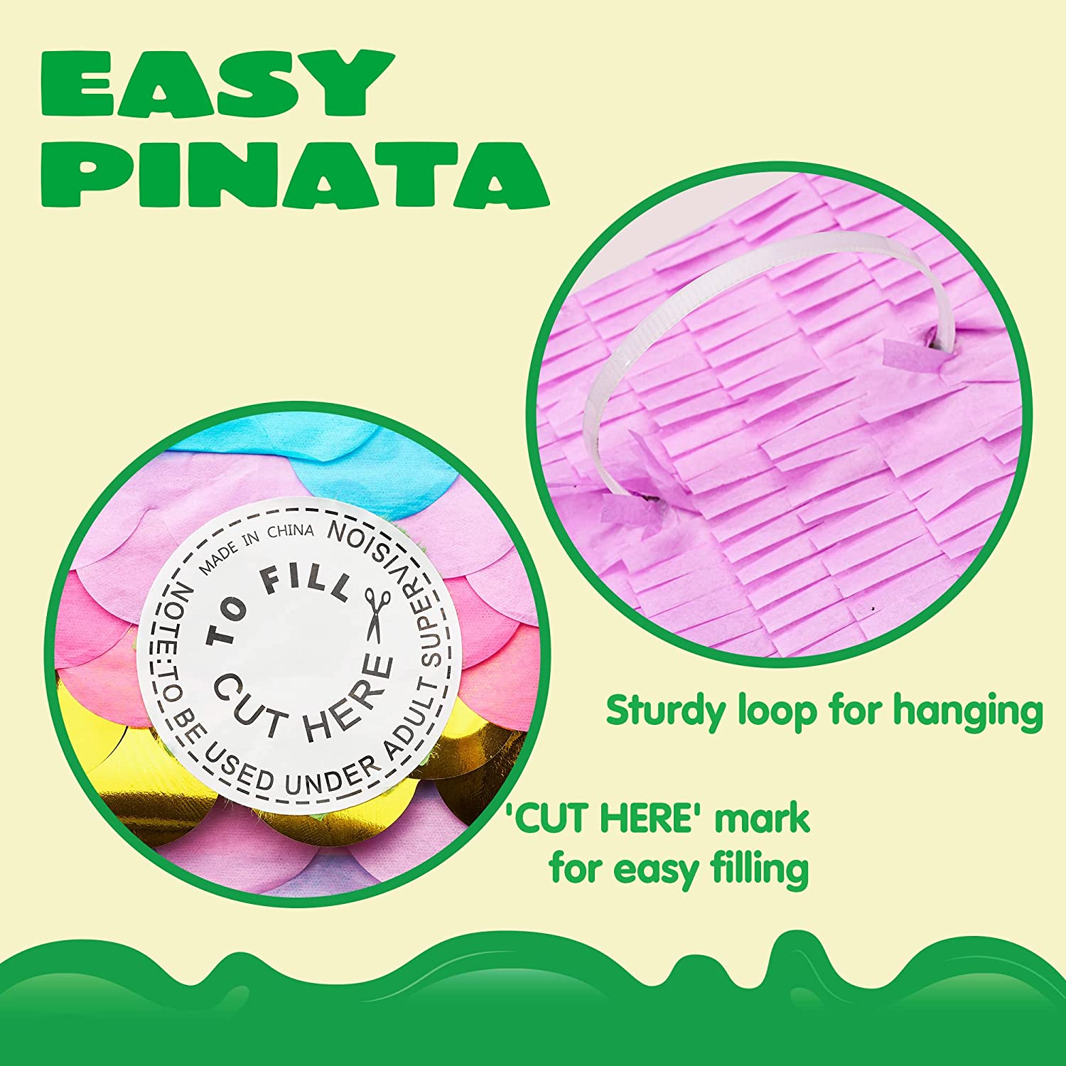 Mermaid Pinata with Plastic Bat and Paper Blindfold - Image 3