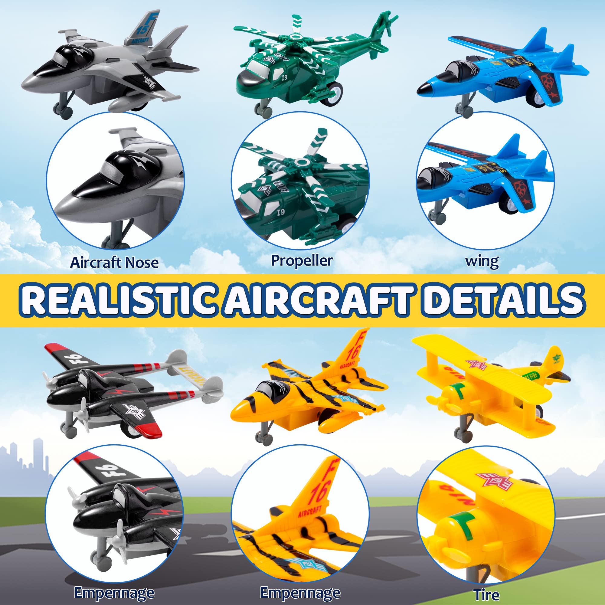 Pull Back Aircraft Toy Set, 16Pcs - Image 8