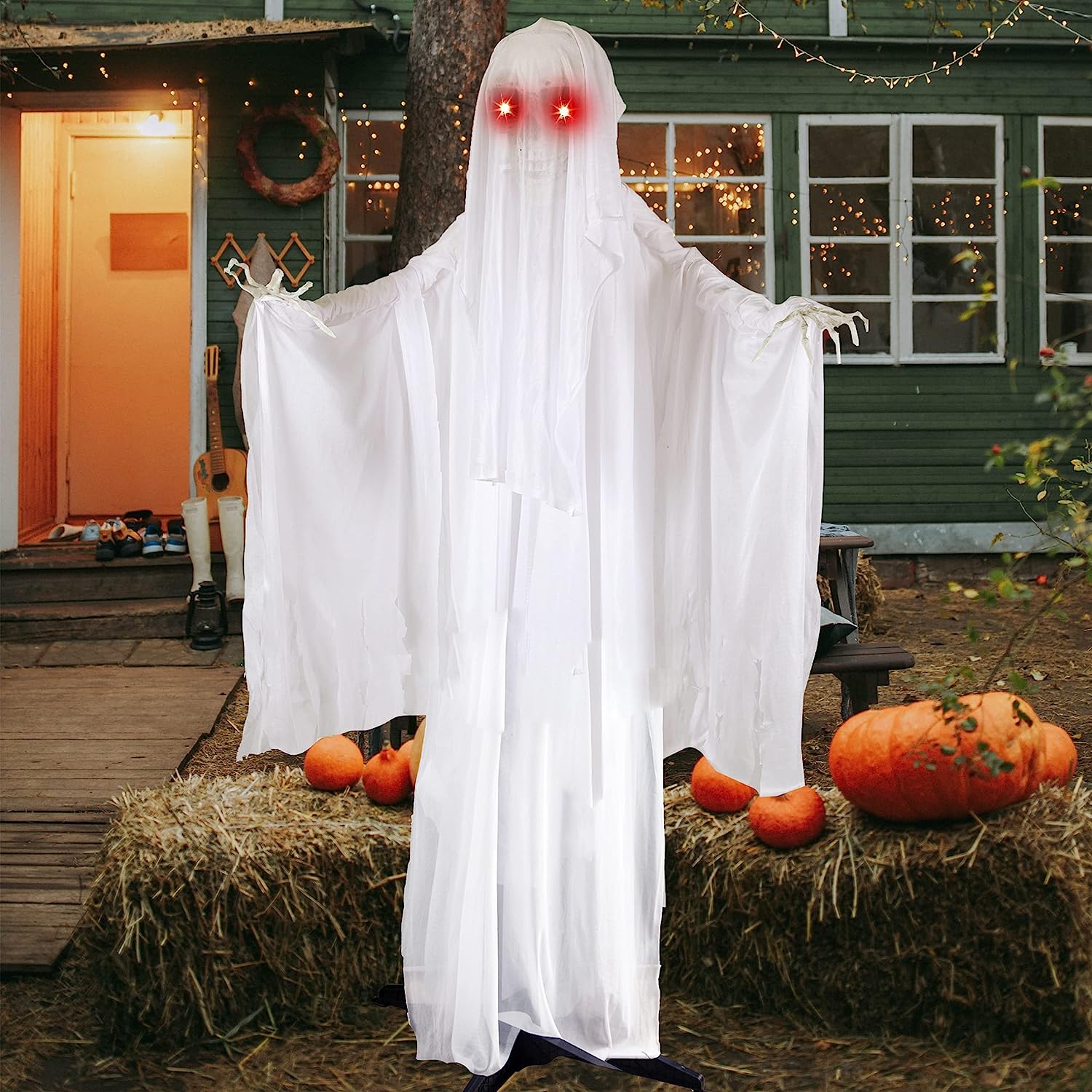 68in Standing Animated Ghost with Skeleton Hands - Image 5