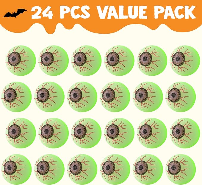 JOYIN 24 PCS Glow Eyeball Bouncy Balls - Halloween Party Favors - Image 2