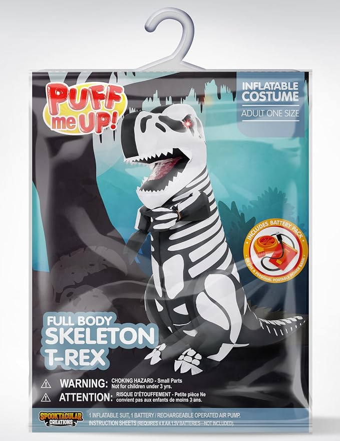 JOYIN LED Skeleton Dinosaur Costume - Adult Inflatable T-Rex Halloween Suit - Image 5