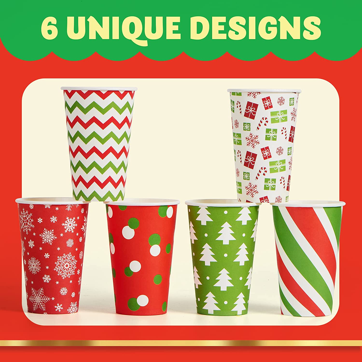 24Pcs Christmas Paper Cup 16 oz with Holiday Design - Image 3