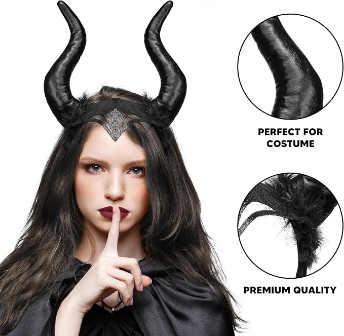 JOYIN Black Devil Horns Headband - Halloween Costume Accessory - Image 3
