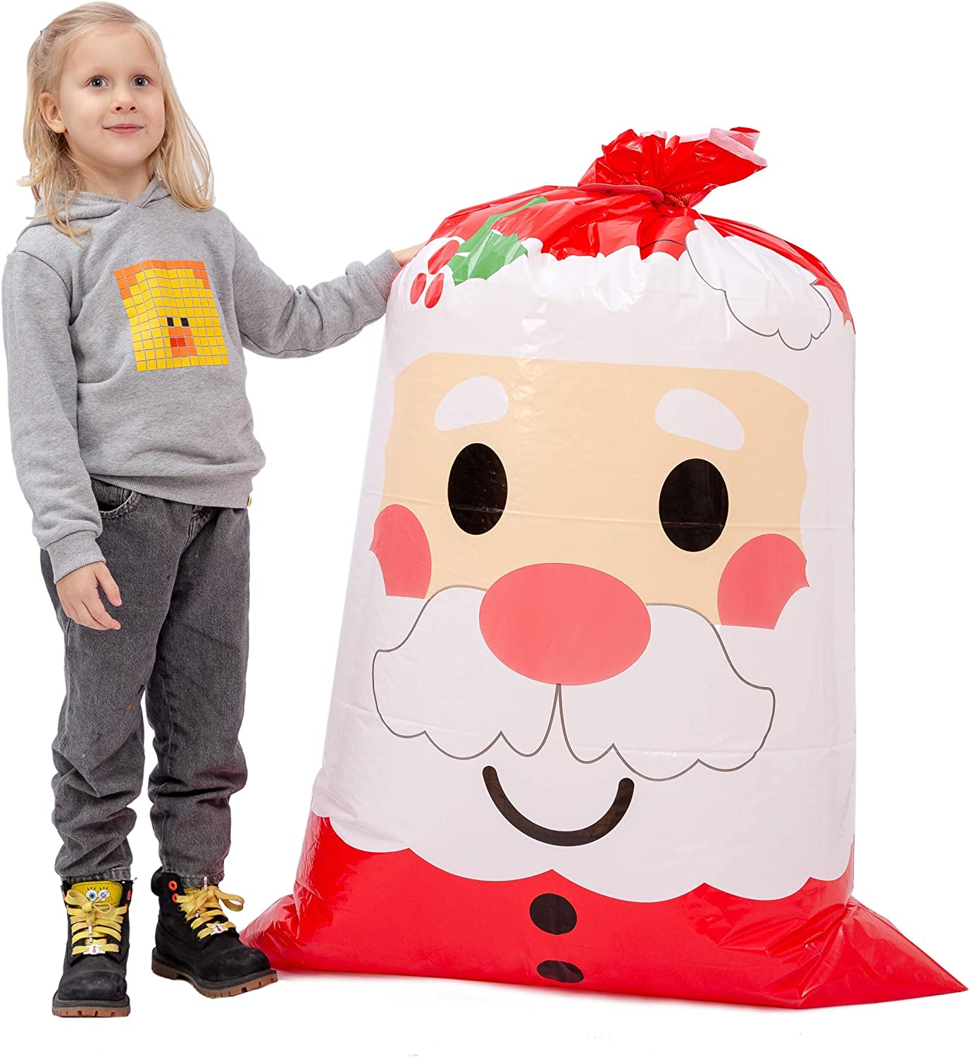 3 Piece Jumbo Holiday Santa Gift Bag - Image 3