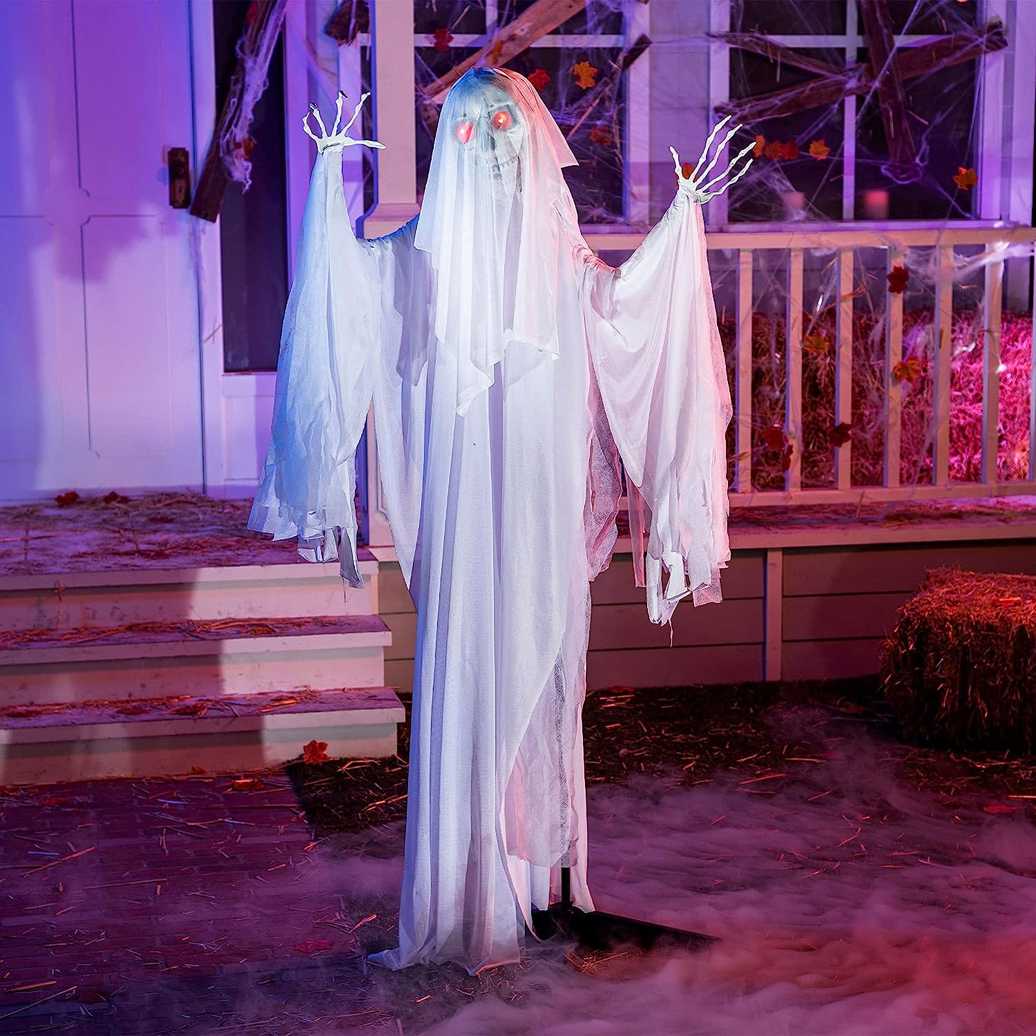 68in Standing Animated Ghost with Skeleton Hands - Image 8