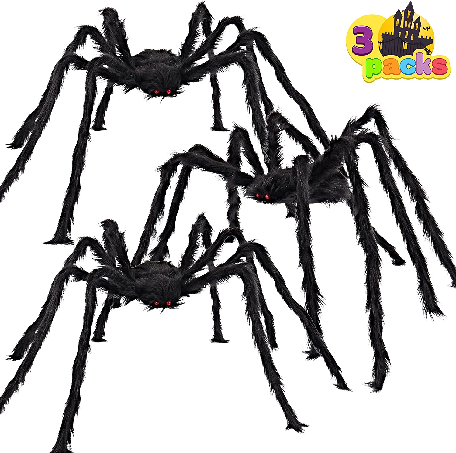 3 Pack Halloween Realistic Hairy Spiders - Image 6