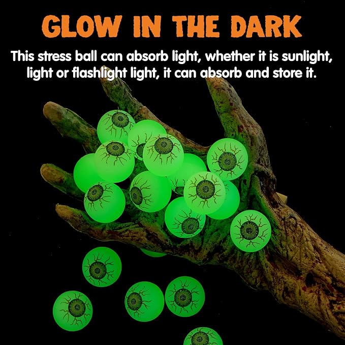JOYIN 24 PCS Glow Eyeball Bouncy Balls - Halloween Party Favors - Image 4