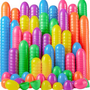 50Pcs Colorful Bright Plastic Easter Egg Shells 2.3in