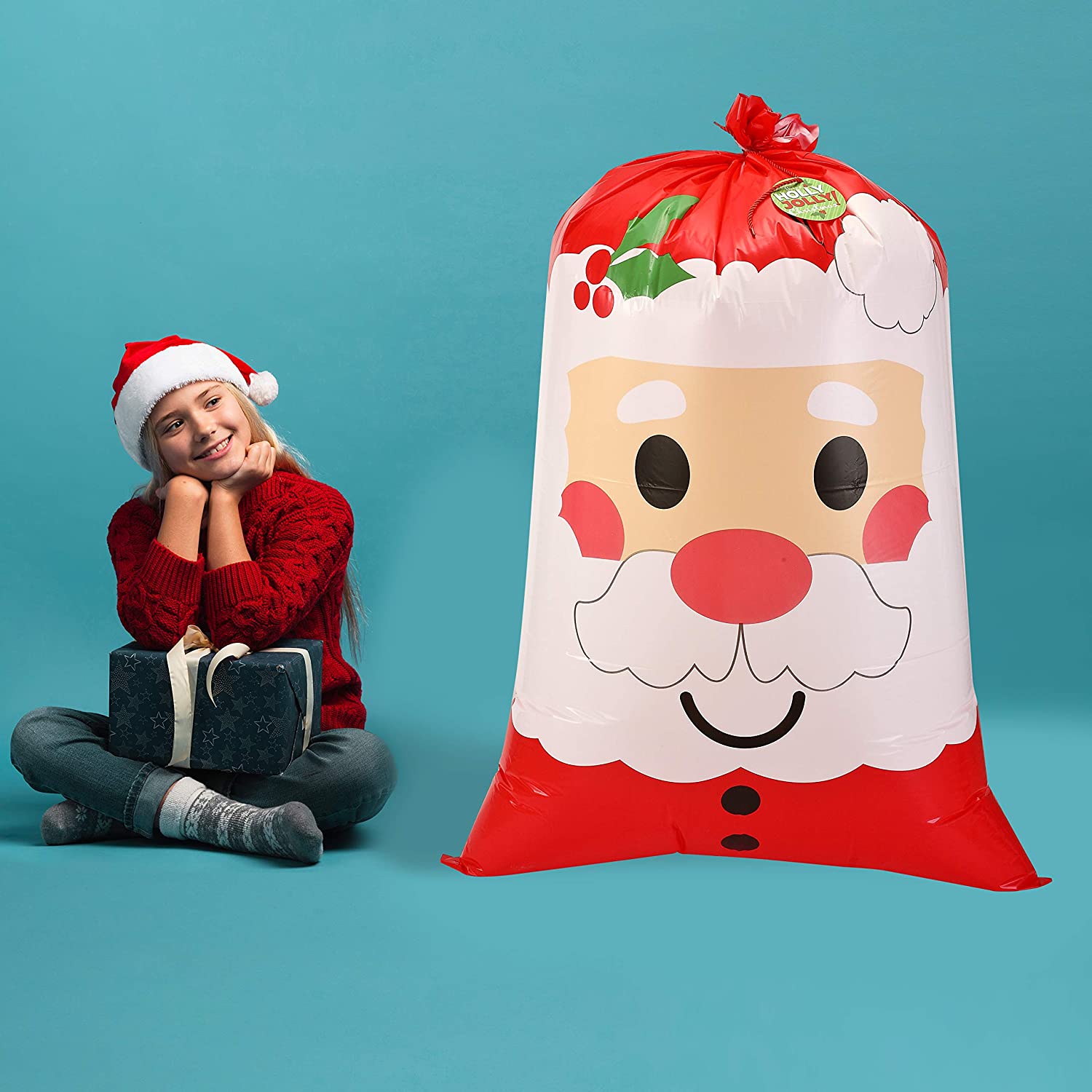 3 Piece Jumbo Holiday Santa Gift Bag - Image 4