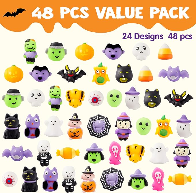 JOYIN 48 PCS Halloween Mochi Squishy Toys - Party Favors for Kids - Image 2