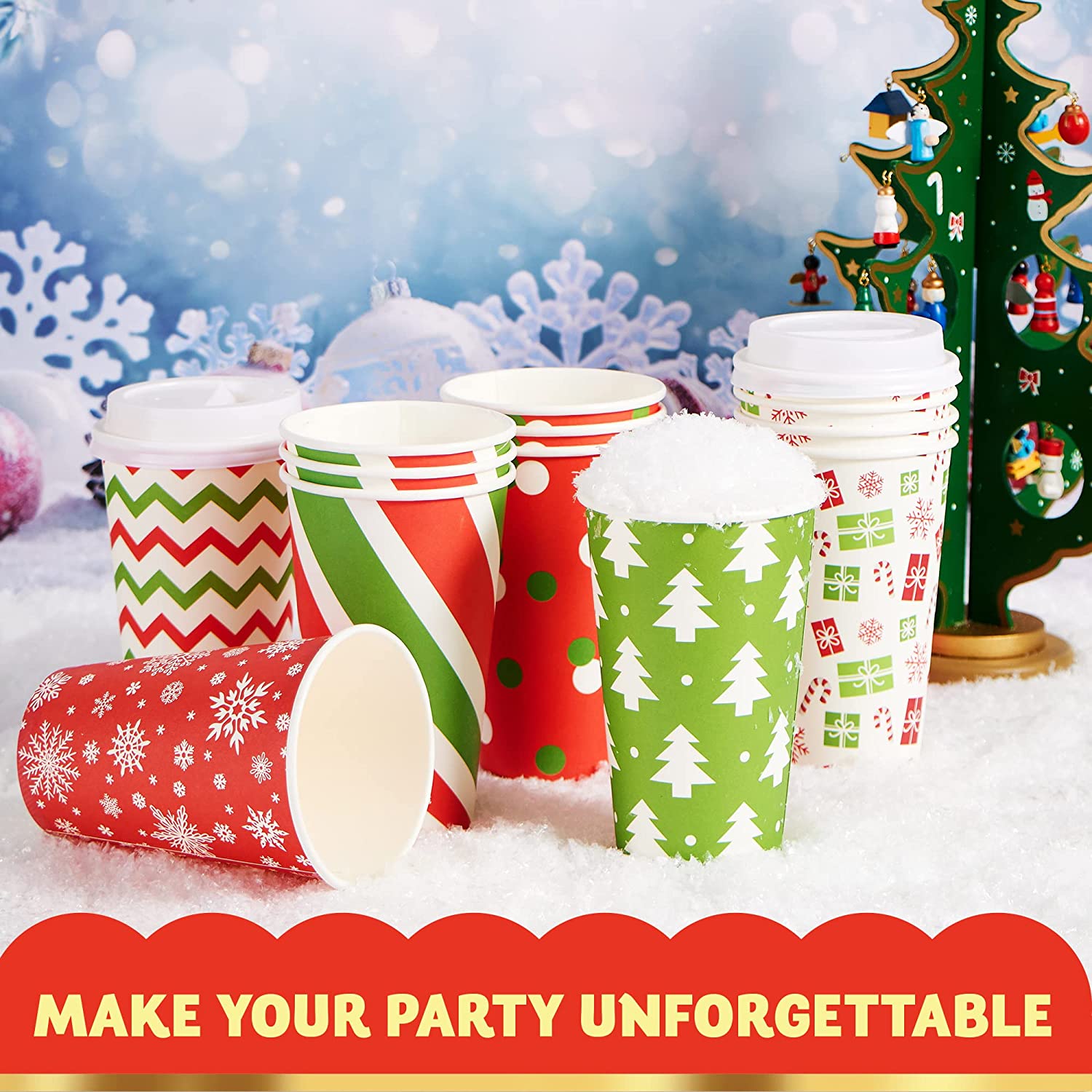 24Pcs Christmas Paper Cup 16 oz with Holiday Design - Image 4