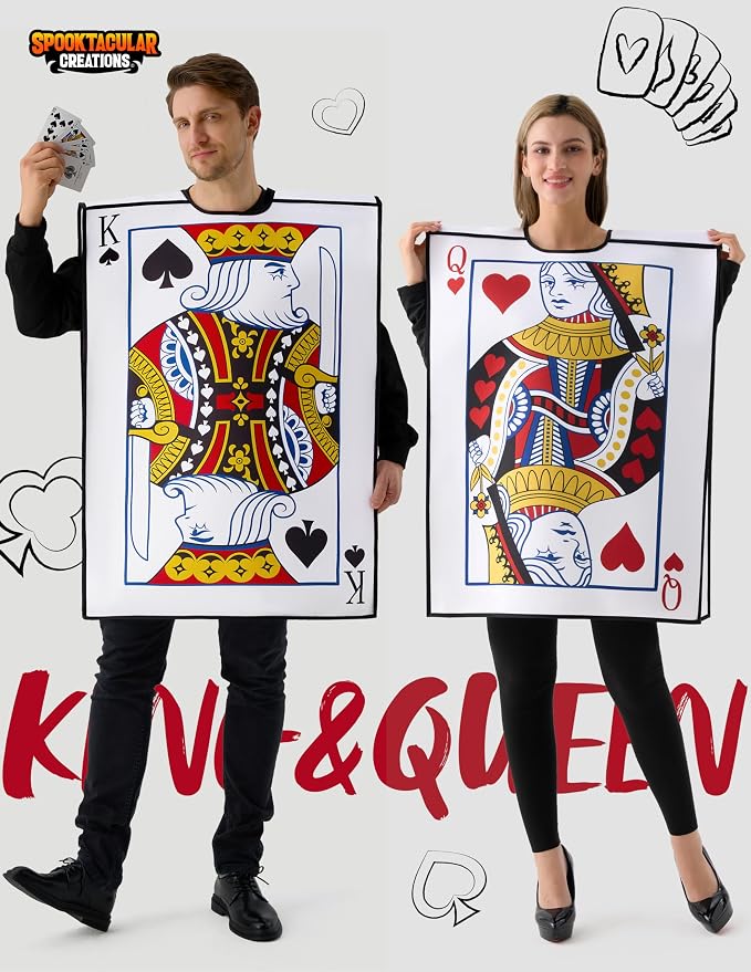 JOYIN 2 PCS King & Queen Playing Card Costume - Adult Couple Halloween Set - Image 2