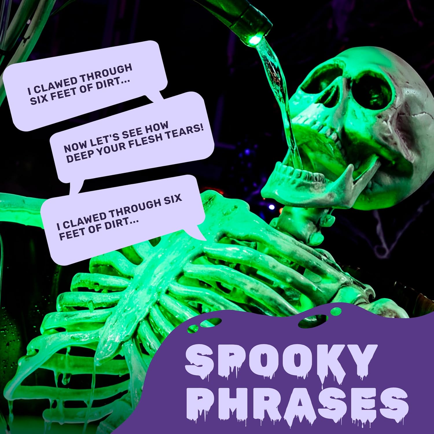 JOYIN 5 FT Animatronic Drinking Skeleton - Light-Up Halloween Outdoor Prop - Image 6