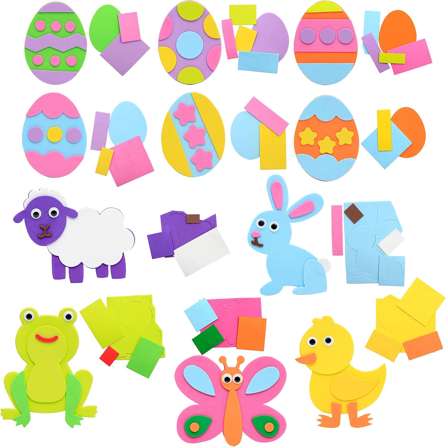 JOYIN 24 Pack Easter Foam Magnet DIY Craft Set Easter Egg Hunt Basket Stuffers Activities - Image 2