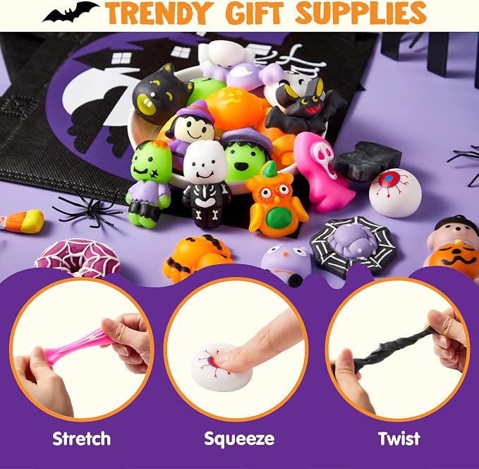 JOYIN 48 PCS Halloween Mochi Squishy Toys - Party Favors for Kids - Image 3
