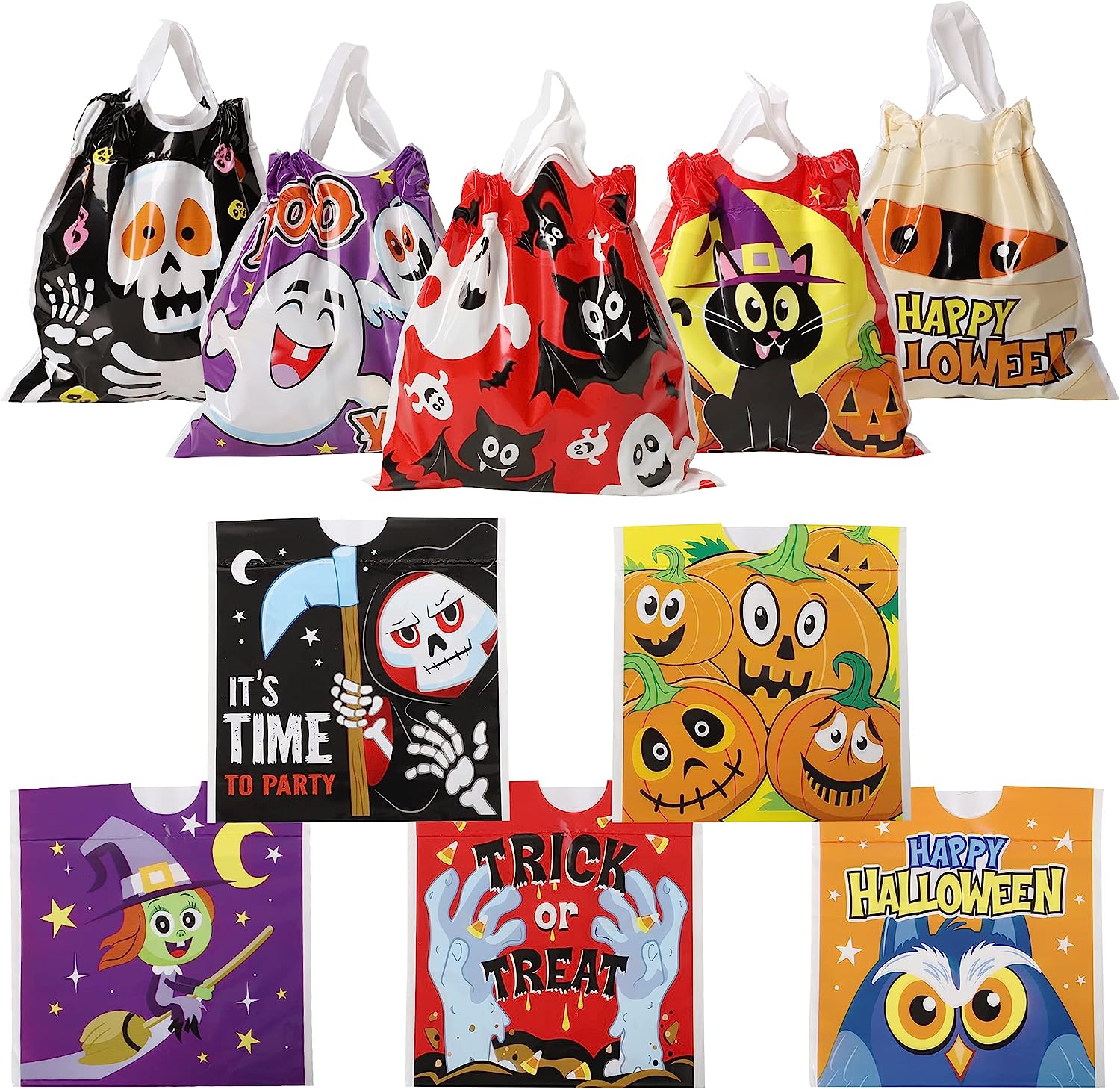 Halloween Trick or Treat Drawstring Bags, 96 Pcs