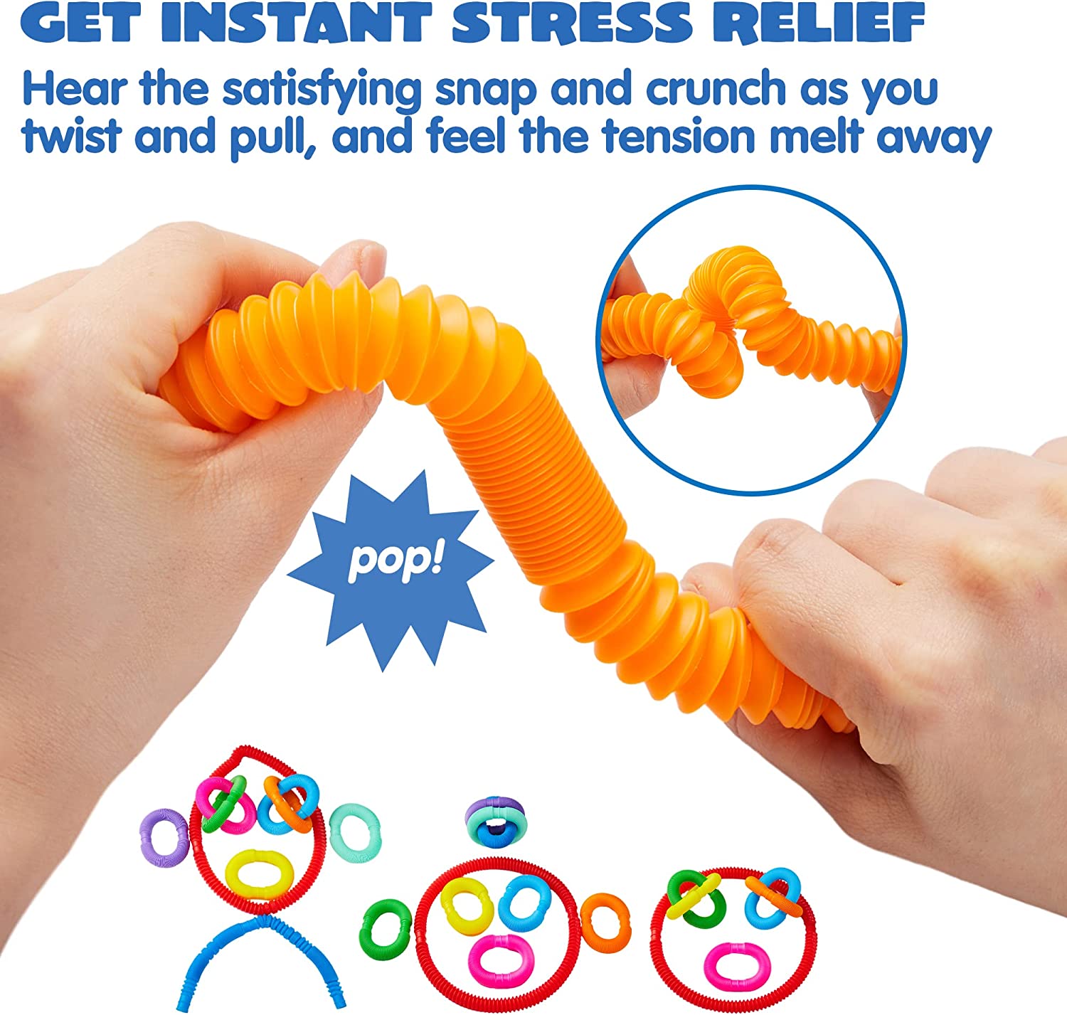 36Pcs Pop Tubes Toy, 9 Colors - Image 2