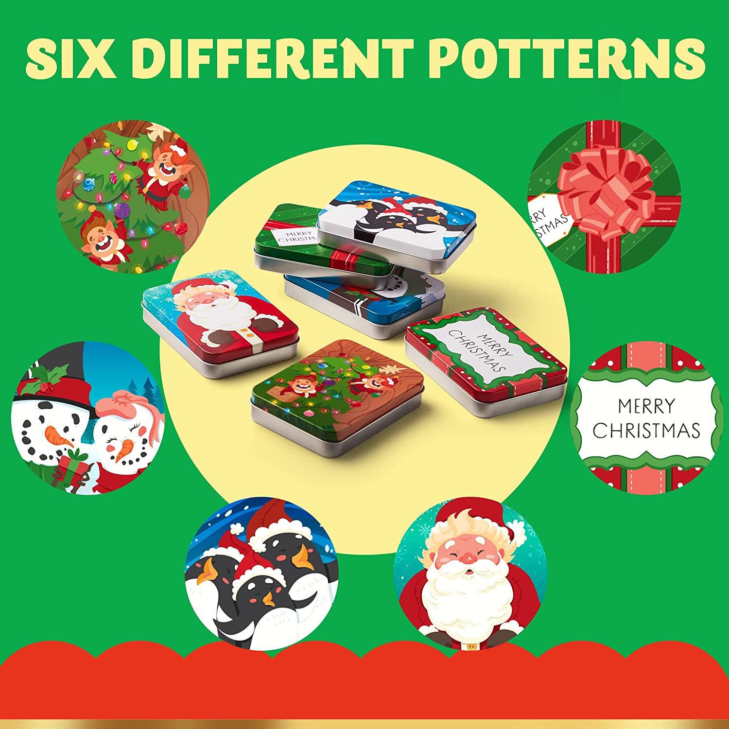 6 Christmas Gift Card Tin Holders - Image 4