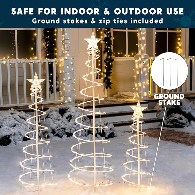 3 Packs Lighted Spiral Christmas Tree Set - Image 2