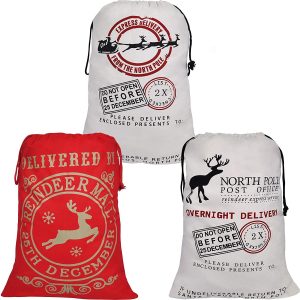 26in Santa Sacks Canvas Bags, 3 Pack