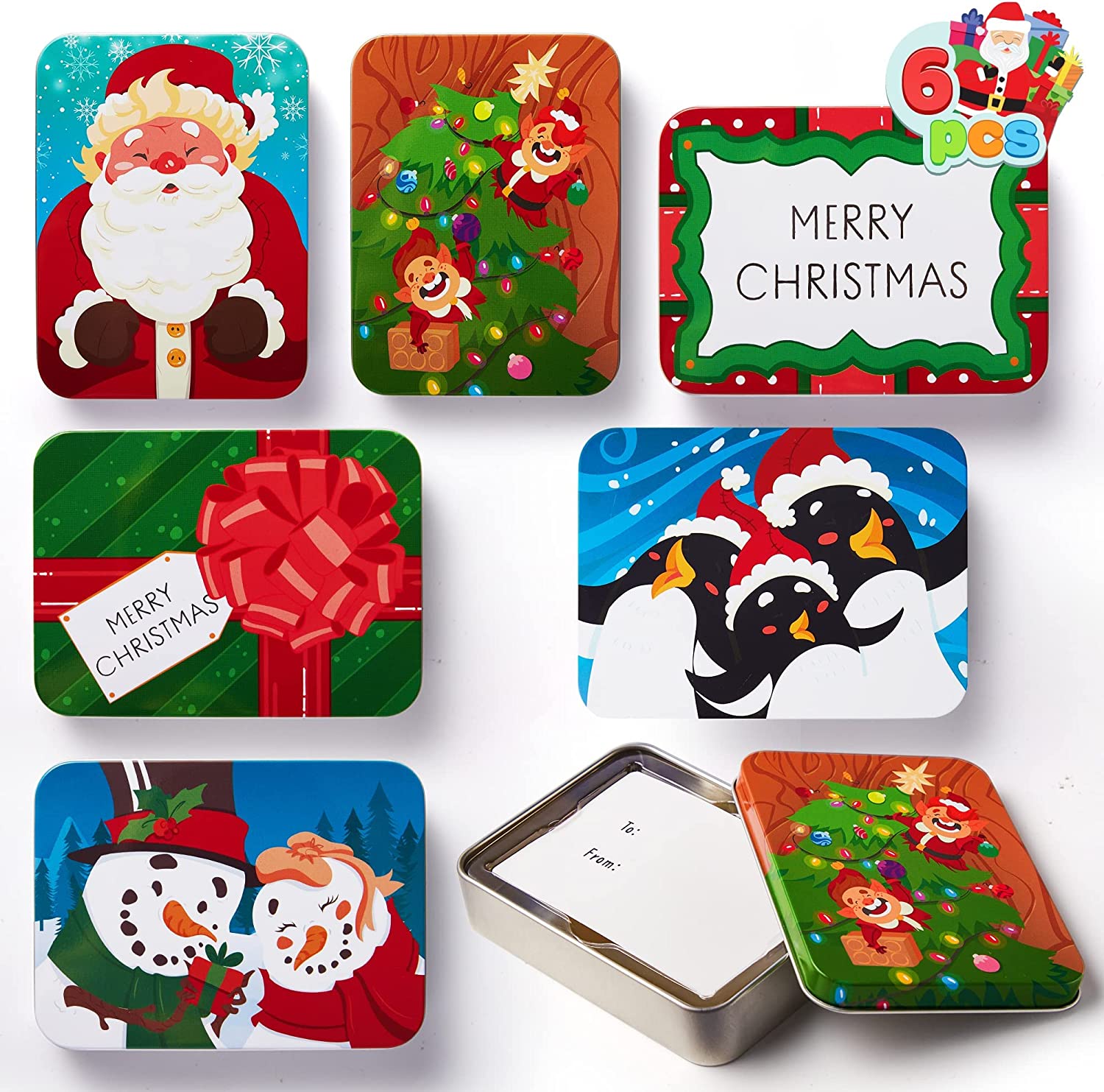 6 Christmas Gift Card Tin Holders - Image 2