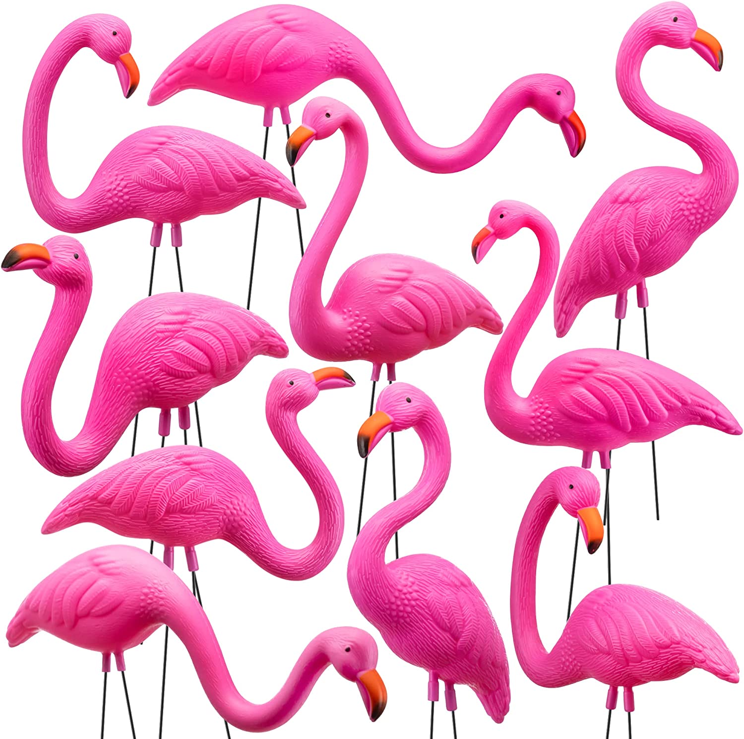 10Pcs Small Pink Flamingo Yard Ornament