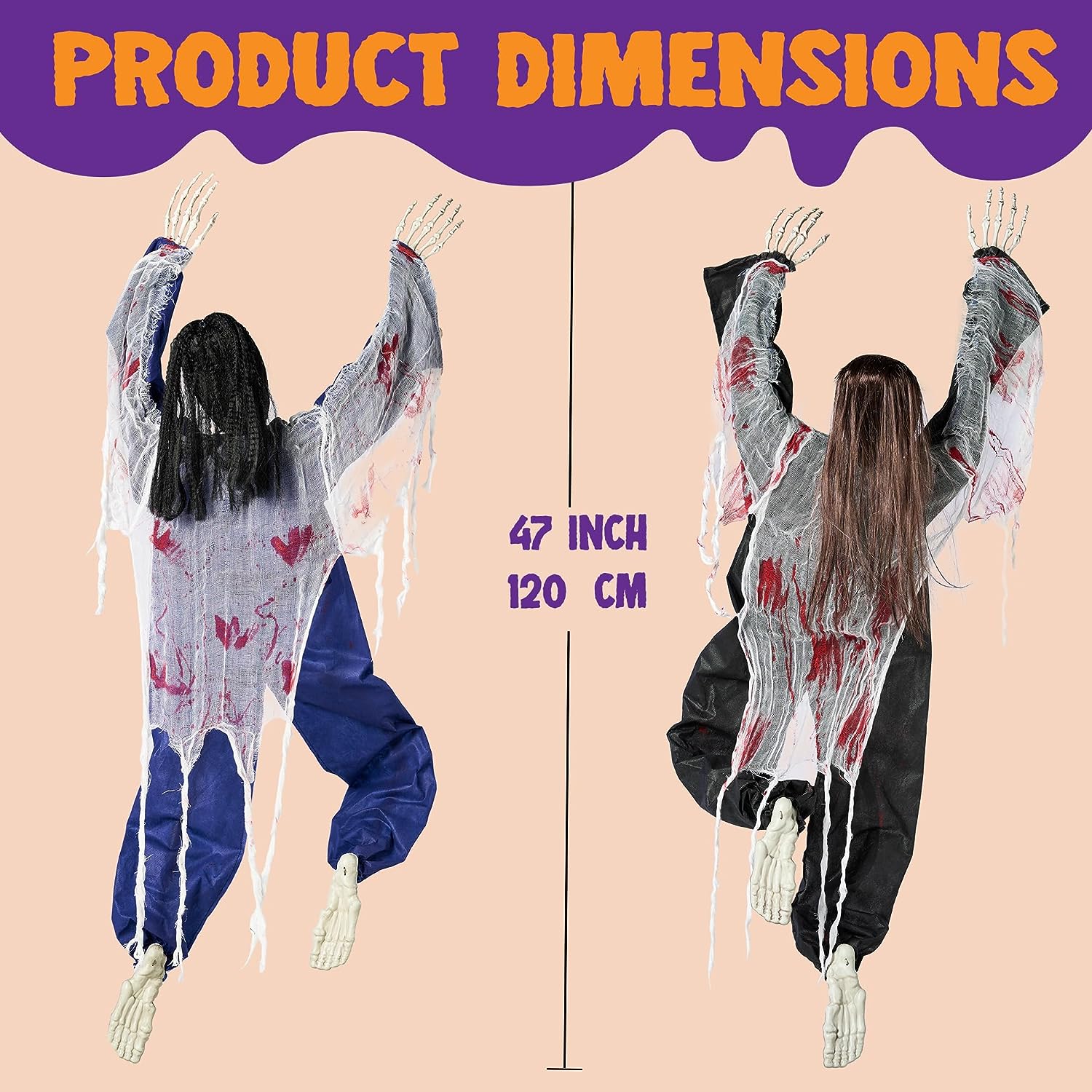 Joyin-2 Pcs 47in Halloween Climbing Zombies Wall Decoration - Image 2
