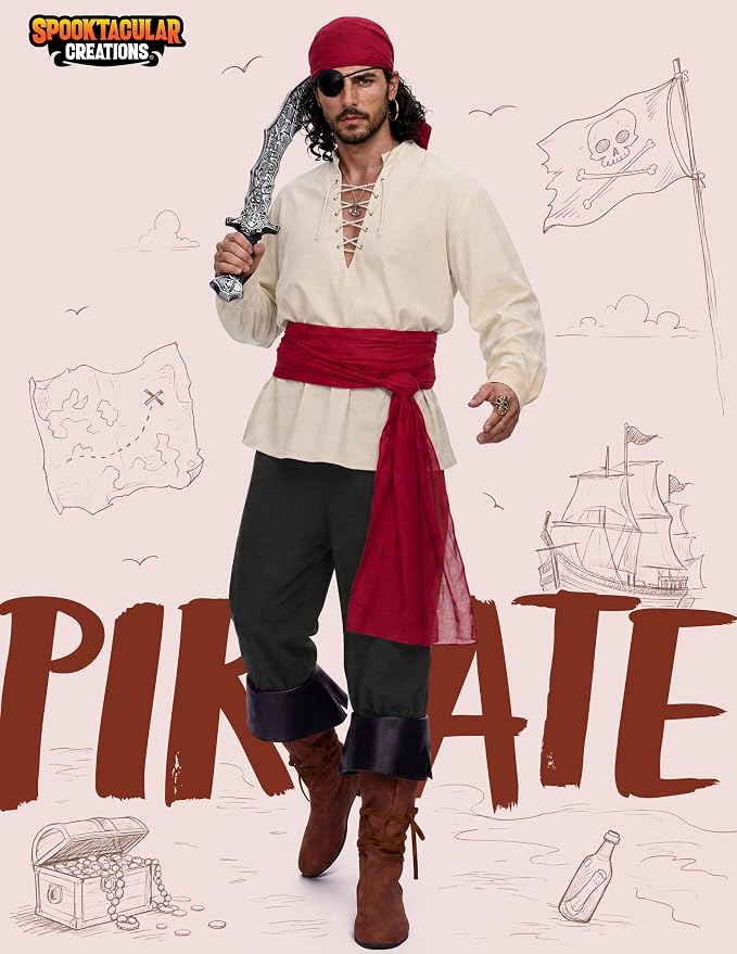 JOYIN Mens Pirate Costume - Adult Halloween Renaissance Outfit - Image 2