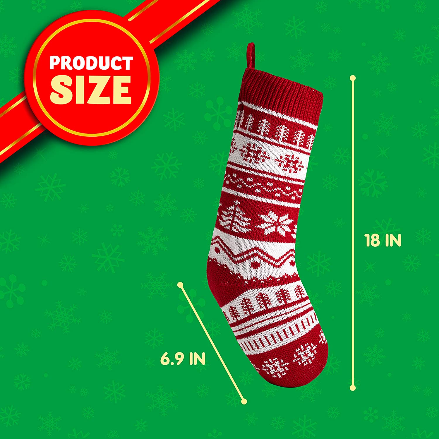 3 Pack 18in Knit Christmas Stockings - Image 5