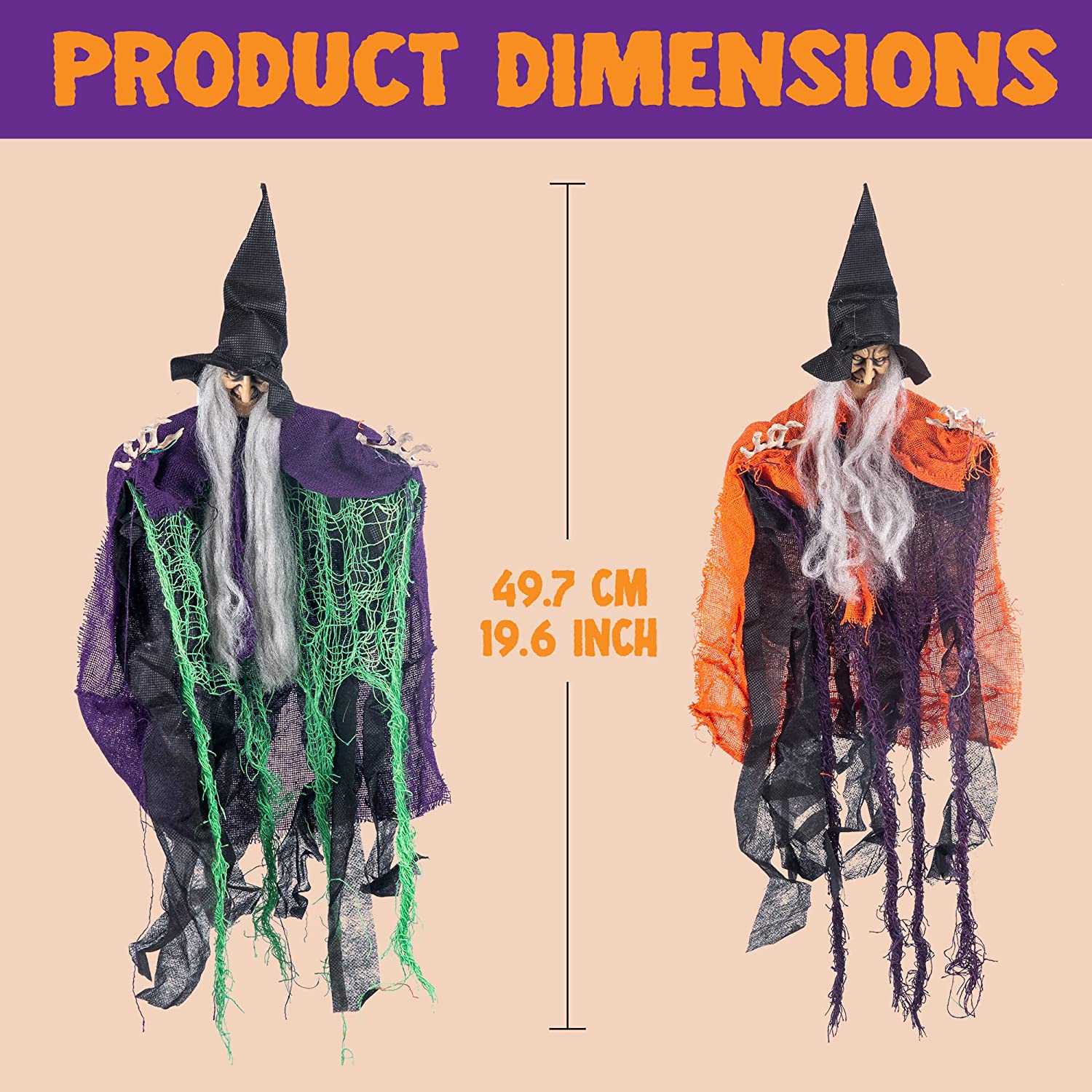 19.6in Halloween Hanging Evil Witch, 4 Pack - Image 5