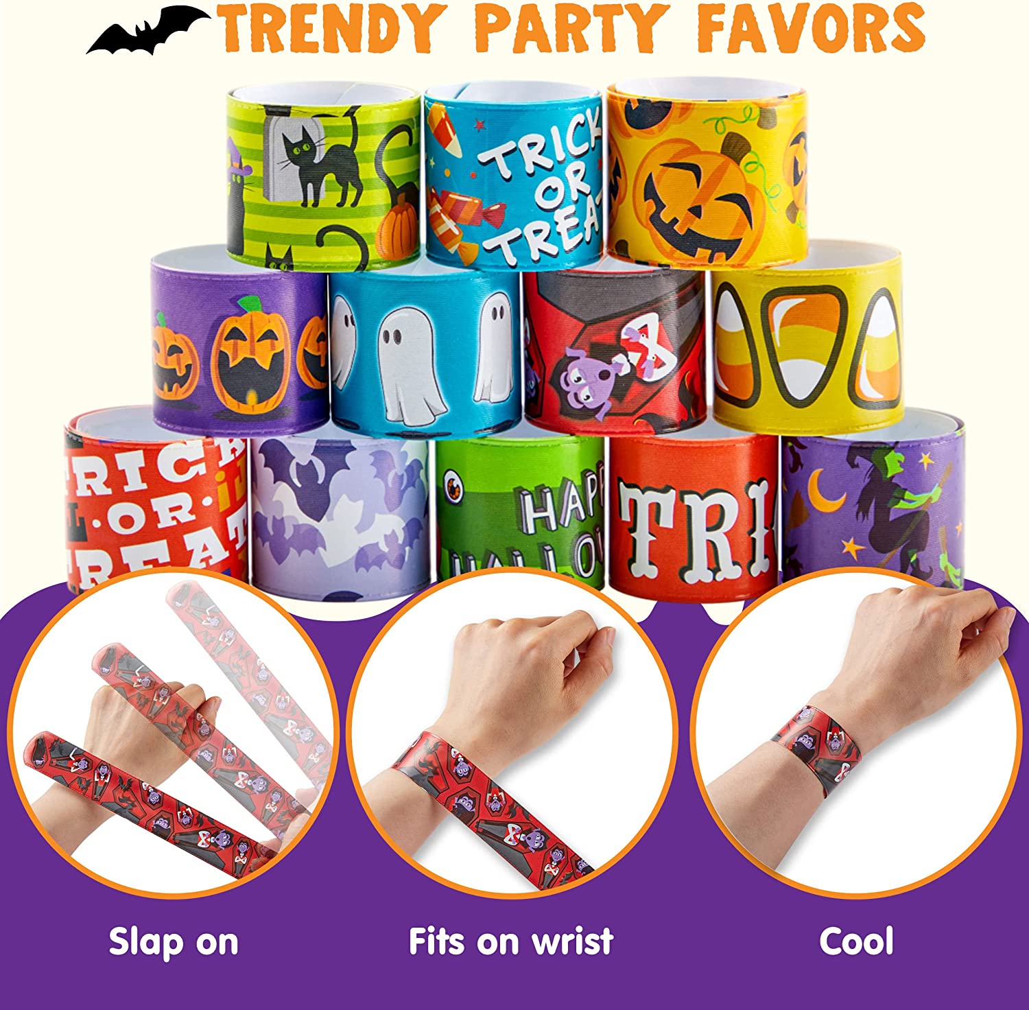 72 Piece Halloween Slap Bracelets - Image 4