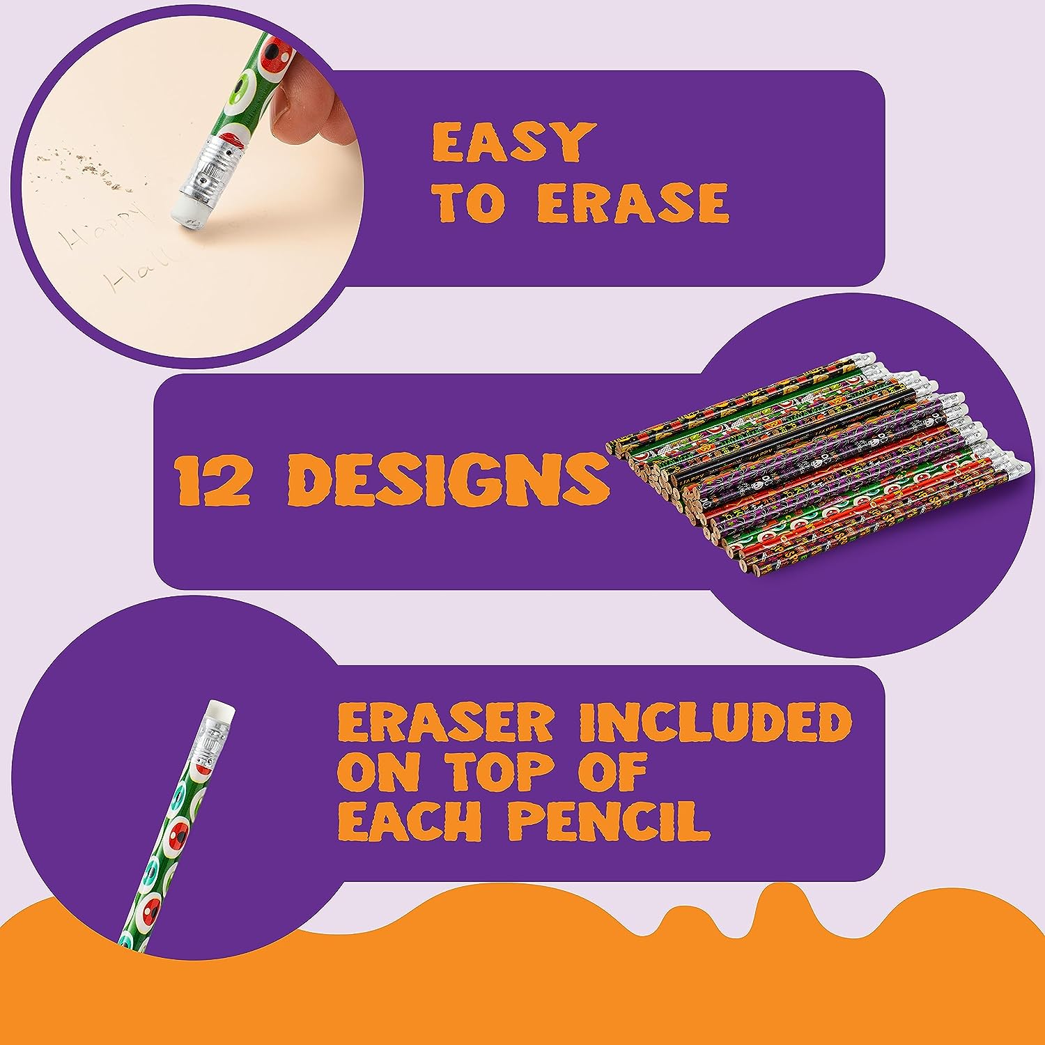 48 PCS Halloween Pencil Assortment with Eraser - Image 5