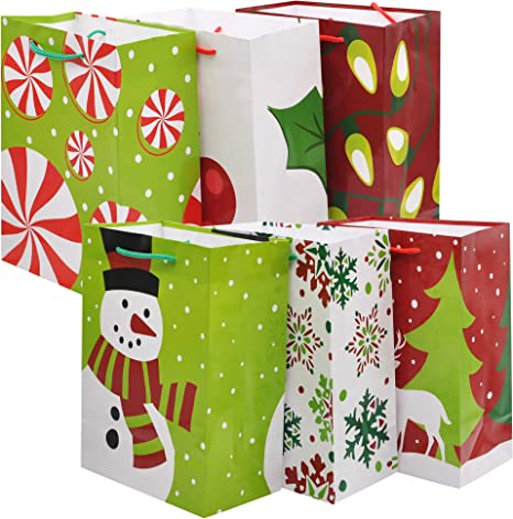 18Pcs Christmas Gift Bags, Holiday Paper Goody Bags with Handles - Image 2