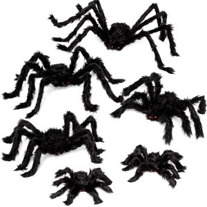 6 Pack Halloween Black Spider Set