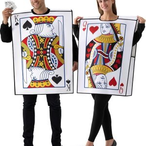 JOYIN 2 PCS King & Queen Playing Card Costume - Adult Couple Halloween Set