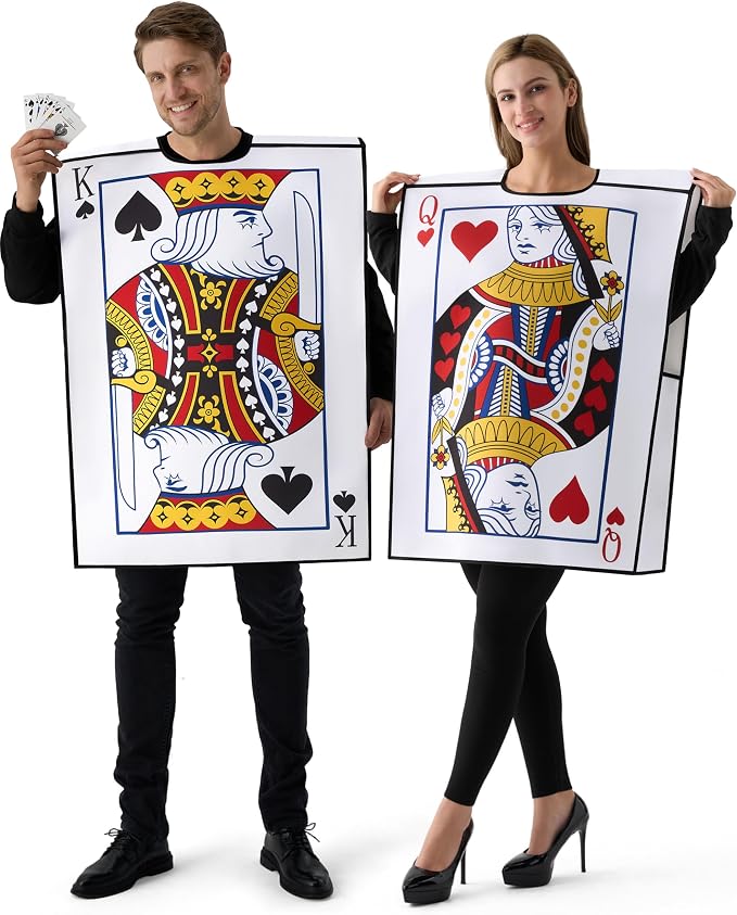 JOYIN 2 PCS King & Queen Playing Card Costume - Adult Couple Halloween Set
