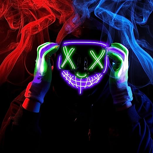 LED Multi Color Scary Mask And Gloves, (green&purple) - Image 7