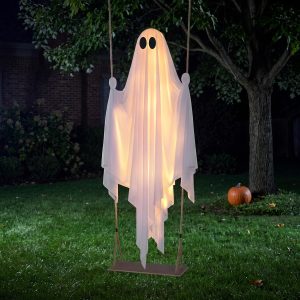 JOYIN 5 FT Hanging Swing Ghost - Light-Up Halloween Outdoor Decoration
