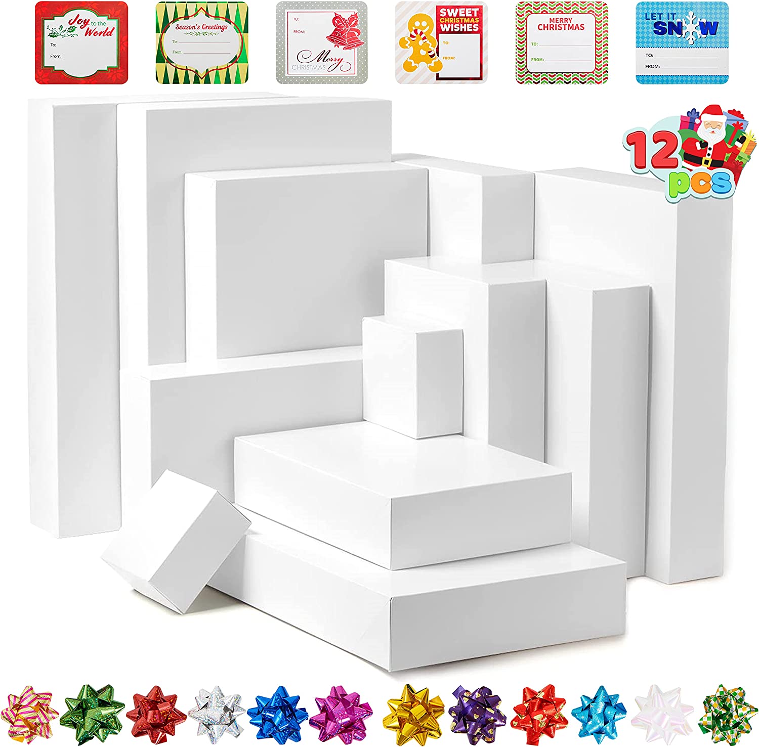 White Box with Assorted Size Design and Stickers, 12 Pcs - Image 2