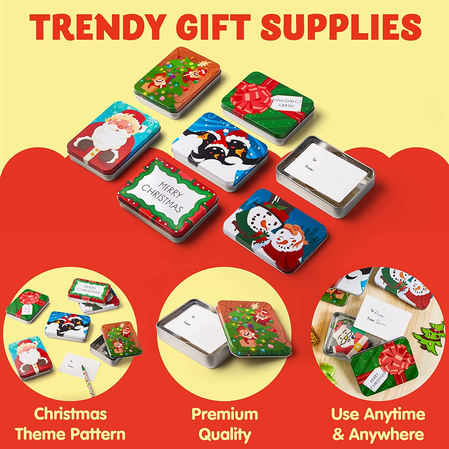 6 Christmas Gift Card Tin Holders - Image 5