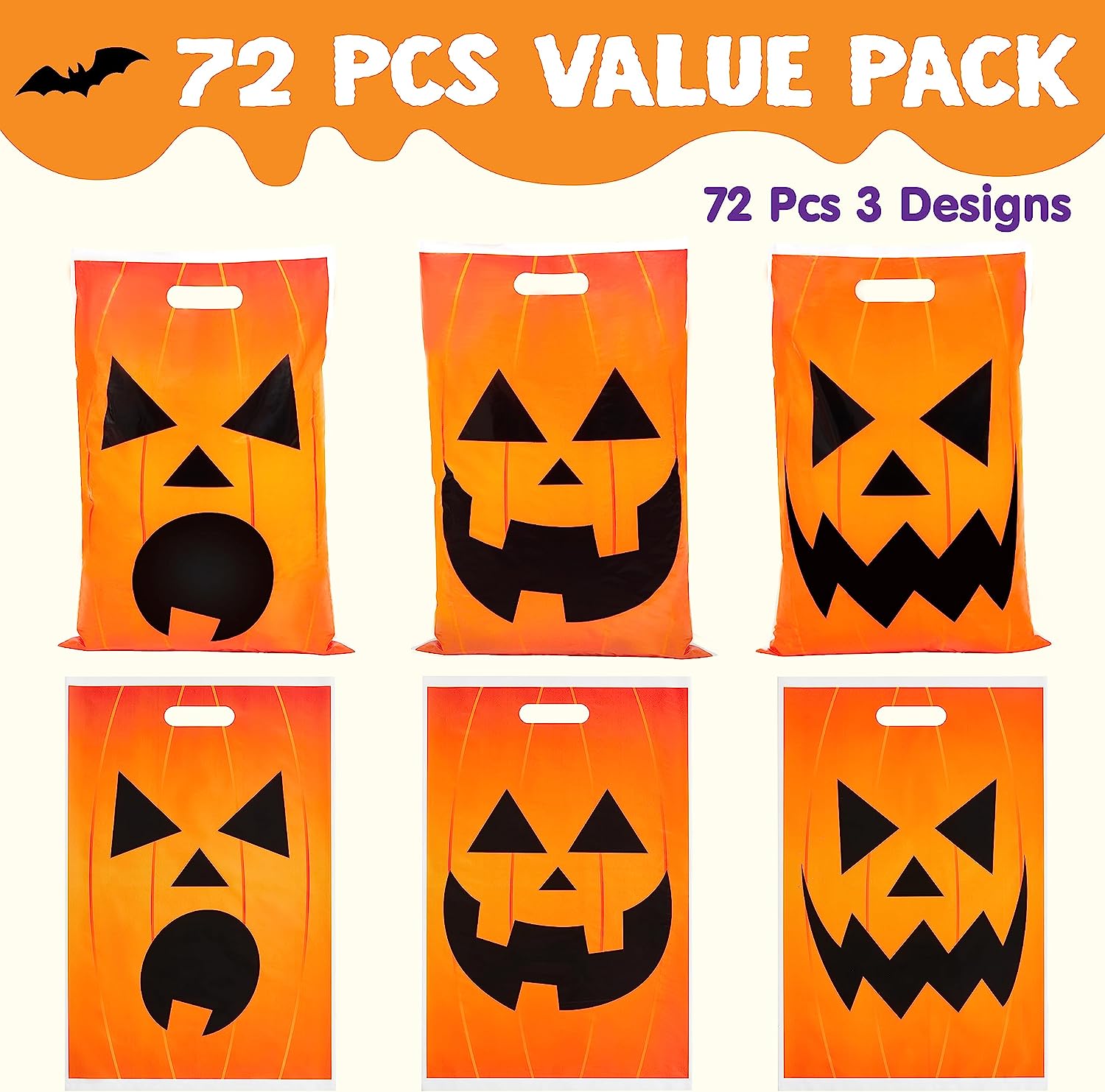Halloween Jack O Lantern Trick Or Treat Bags, 72-pack - Image 5
